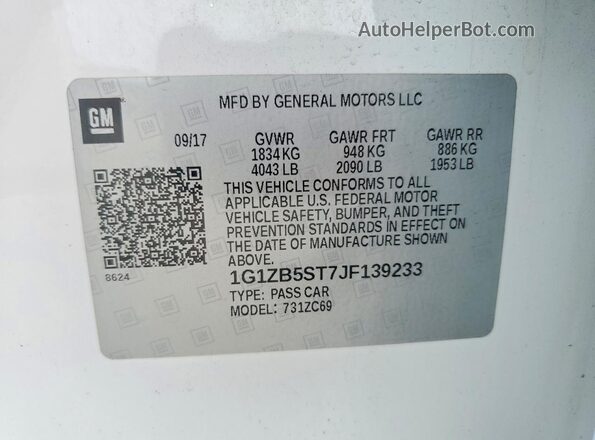 1G1ZB5ST7JF139233 2018 CHEVROLET MALIBU White Շարժիչի բաժամունքի տեսք