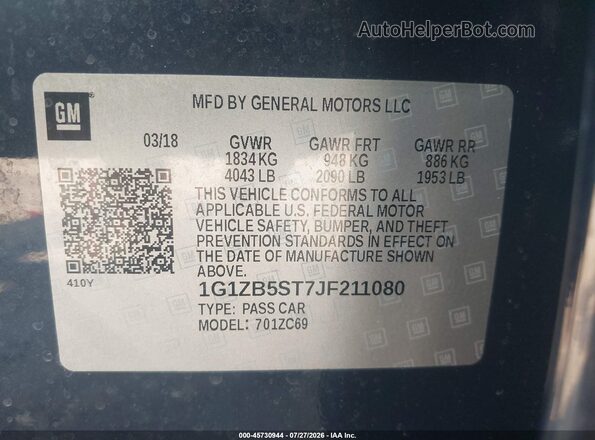 1G1ZB5ST7JF211080 2018 CHEVROLET MALIBU Blue Շարժիչի բաժամունքի տեսք