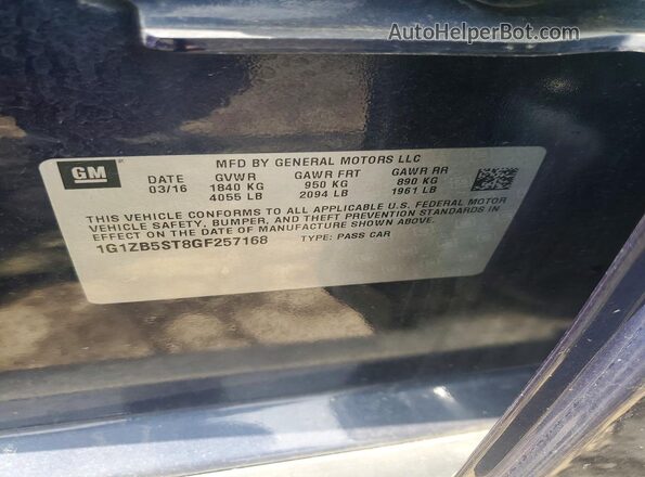 1G1ZB5ST8GF257168 2016 CHEVROLET MALIBU Blue Engine compartment view