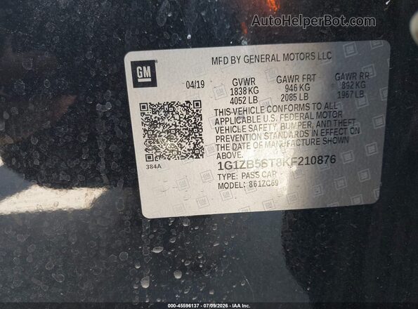 1G1ZB5ST8KF210876 2019 CHEVROLET MALIBU Black Вид підкапотного простору