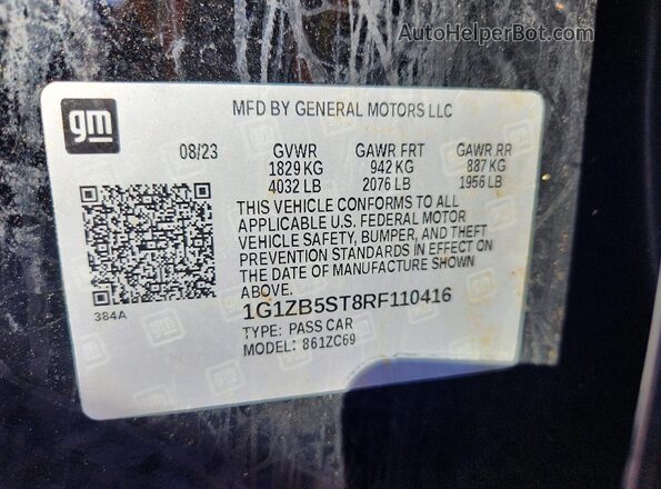 1G1ZB5ST8RF110416 2024 CHEVROLET MALIBU Black Вид підкапотного простору