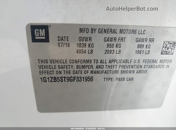 1G1ZB5ST9GF331956 2016 CHEVROLET MALIBU White Widok komory silnika