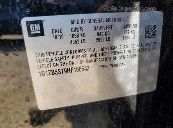 1G1ZB5ST9HF166542 2017 CHEVROLET MALIBU Black Вид наклейки з VIN-кодом