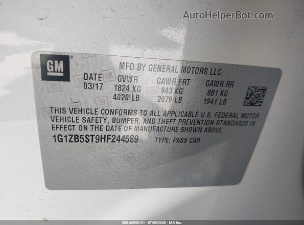 1G1ZB5ST9HF244589 2017 CHEVROLET MALIBU White Vista del compartimento del motor