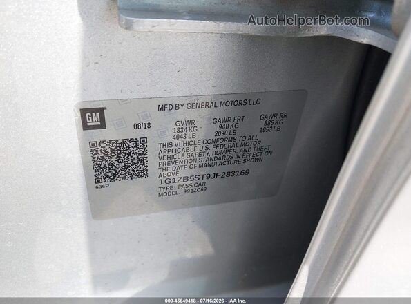 1G1ZB5ST9JF283169 2018 CHEVROLET MALIBU Silver Vista del compartimento del motor