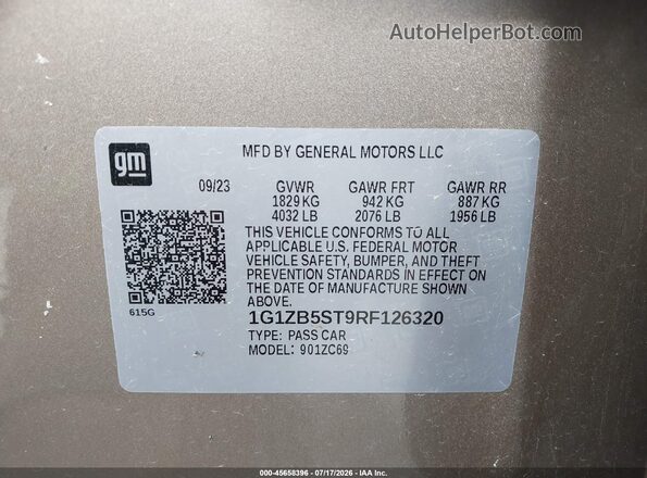 1G1ZB5ST9RF126320 2024 CHEVROLET MALIBU Серый Вид подкапотного пространства