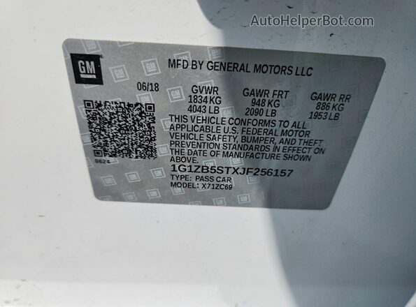 1G1ZB5STXJF256157 2018 CHEVROLET MALIBU White Вид підкапотного простору