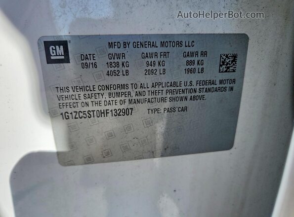 1G1ZC5ST0HF132907 2017 CHEVROLET MALIBU White Widok komory silnika