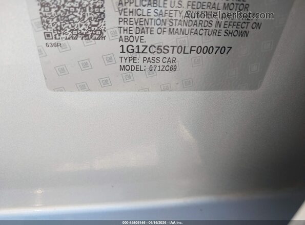 1G1ZC5ST0LF000707 2020 CHEVROLET MALIBU Silver Widok komory silnika