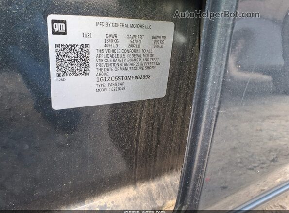 1G1ZC5ST0MF082892 2021 CHEVROLET MALIBU Blue Вид підкапотного простору