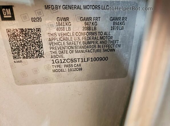 1G1ZC5ST1LF100900 2020 CHEVROLET MALIBU Silver Շարժիչի բաժամունքի տեսք