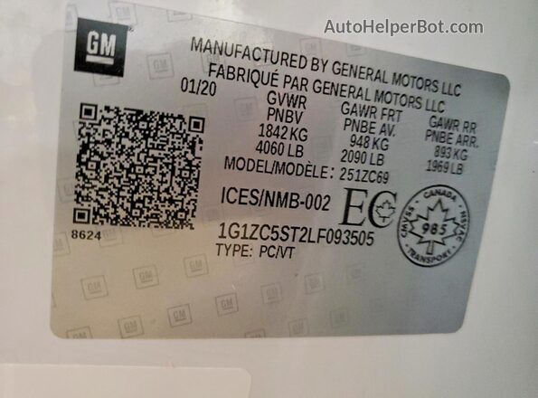 1G1ZC5ST2LF093505 2020 CHEVROLET MALIBU White Вид підкапотного простору