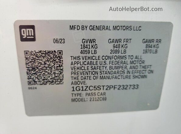 1G1ZC5ST2PF232733 2023 CHEVROLET MALIBU White Вид підкапотного простору