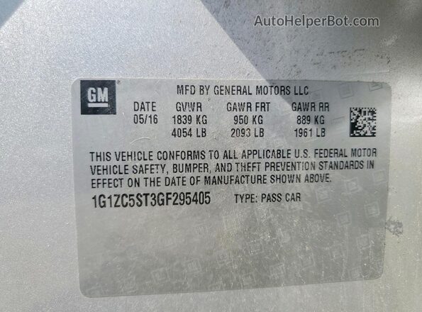 1G1ZC5ST3GF295405 2016 CHEVROLET MALIBU Серебряный Вид подкапотного пространства