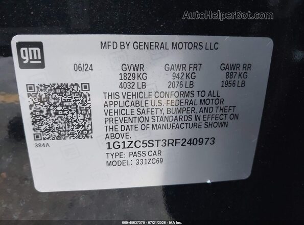 1G1ZC5ST3RF240973 2024 CHEVROLET MALIBU Black Widok komory silnika
