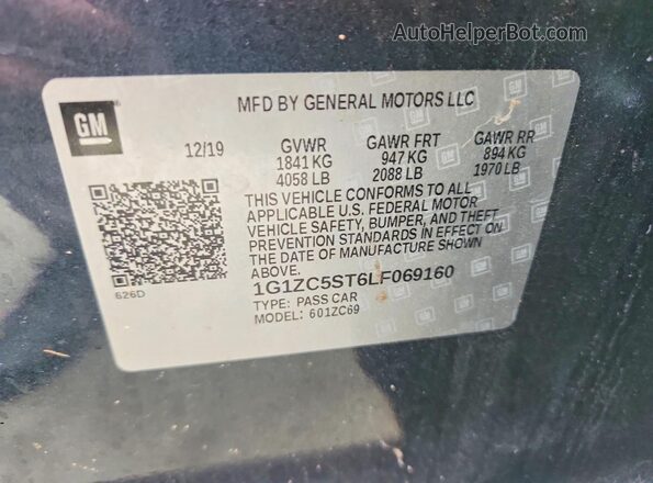 1G1ZC5ST6LF069160 2020 CHEVROLET MALIBU Blue Widok naklejki z numerem VIN