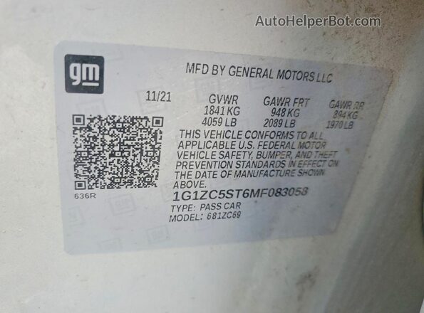 1G1ZC5ST6MF083058 2021 CHEVROLET MALIBU Silver ძრავის განყოფილების ხედი