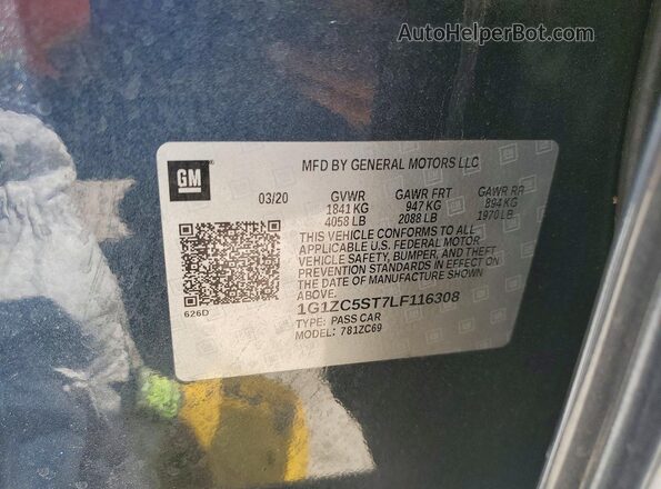 1G1ZC5ST7LF116308 2020 CHEVROLET MALIBU Blue VIN sticker view