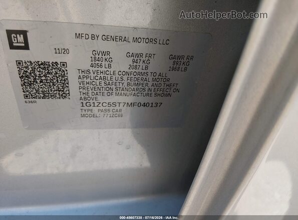 1G1ZC5ST7MF040137 2021 CHEVROLET MALIBU Silver Շարժիչի բաժամունքի տեսք