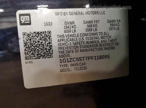 1G1ZC5ST7PF118095 2023 CHEVROLET MALIBU Черный Вид подкапотного пространства