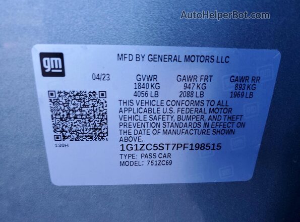 1G1ZC5ST7PF198515 2023 CHEVROLET MALIBU Серебряный Вид подкапотного пространства