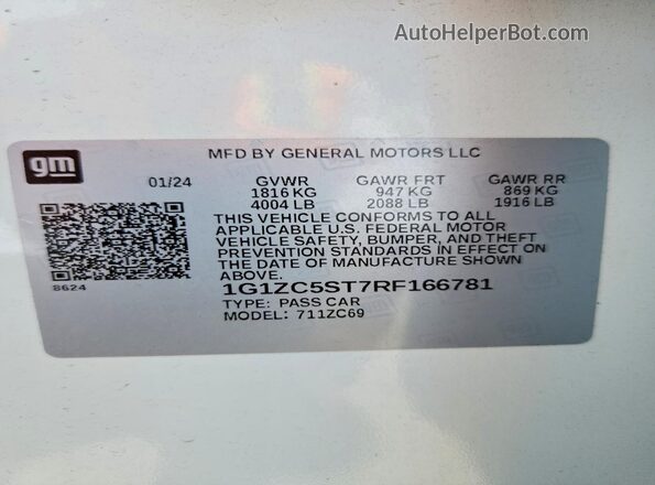 1G1ZC5ST7RF166781 2024 CHEVROLET MALIBU White Engine compartment view