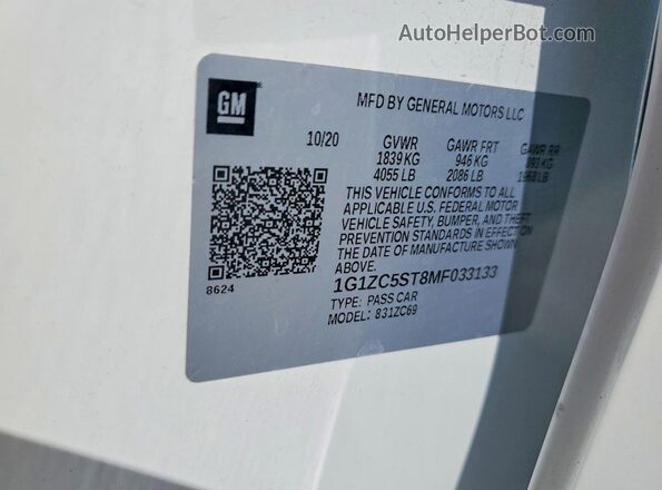 1G1ZC5ST8MF033133 2021 CHEVROLET MALIBU White Вид підкапотного простору