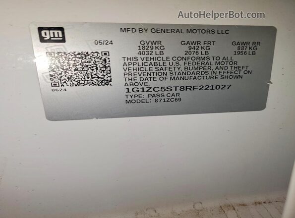 1G1ZC5ST8RF221027 2024 CHEVROLET MALIBU White Շարժիչի բաժամունքի տեսք