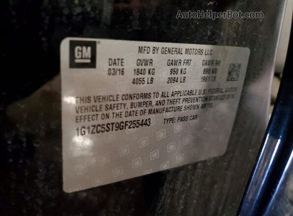 1G1ZC5ST9GF255443 2016 CHEVROLET MALIBU Black Widok komory silnika