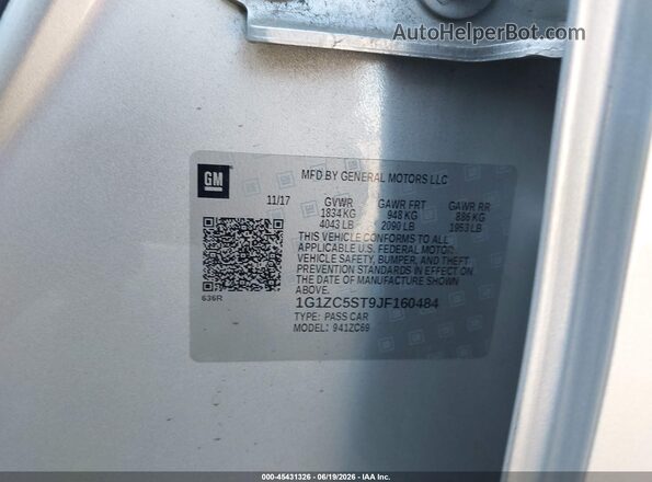 1G1ZC5ST9JF160484 2018 CHEVROLET MALIBU Silver ძრავის განყოფილების ხედი