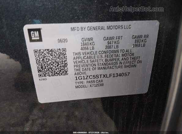 1G1ZC5STXLF134057 2020 CHEVROLET MALIBU Blue Widok komory silnika