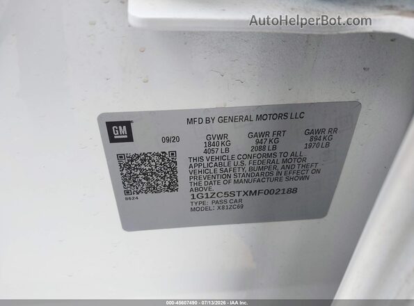 1G1ZC5STXMF002188 2021 CHEVROLET MALIBU White Вид підкапотного простору