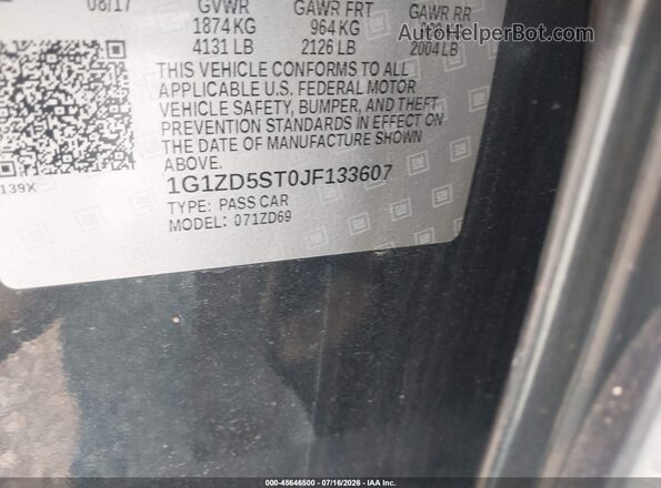 1G1ZD5ST0JF133607 2018 CHEVROLET MALIBU Black Engine compartment view