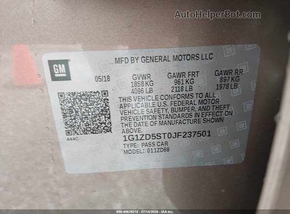 1G1ZD5ST0JF237501 2018 CHEVROLET MALIBU Gold Engine compartment view