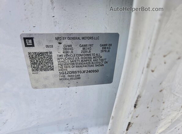 1G1ZD5ST0JF240950 2018 CHEVROLET MALIBU White Engine compartment view