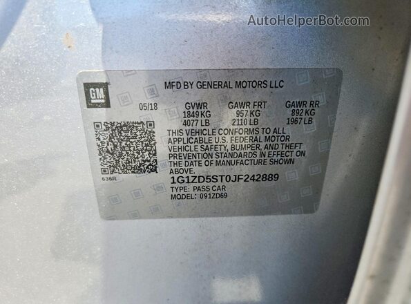 1G1ZD5ST0JF242889 2018 CHEVROLET MALIBU Silver Vista del compartimento del motor