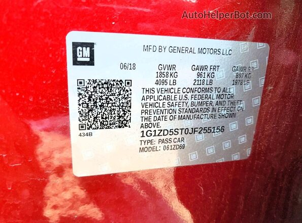 1G1ZD5ST0JF255156 2018 CHEVROLET MALIBU Red ძრავის განყოფილების ხედი