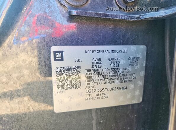 1G1ZD5ST0JF255464 2018 CHEVROLET MALIBU Gray Вид наклейки з VIN-кодом