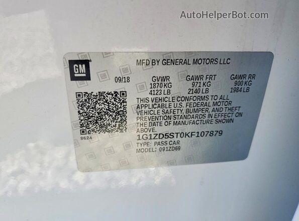 1G1ZD5ST0KF107879 2019 CHEVROLET MALIBU White ძრავის განყოფილების ხედი
