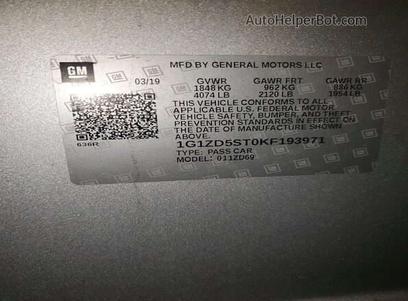1G1ZD5ST0KF193971 2019 CHEVROLET MALIBU Silver Vista del compartimento del motor