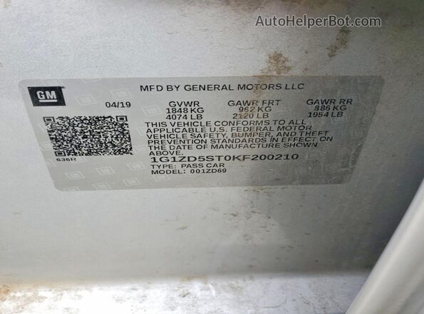 1G1ZD5ST0KF200210 2019 CHEVROLET MALIBU Silver Widok komory silnika