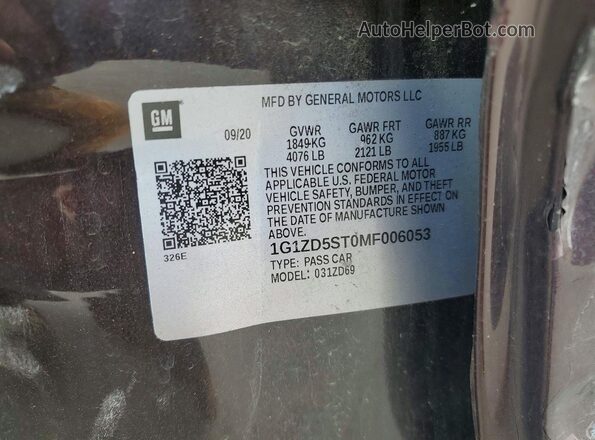 1G1ZD5ST0MF006053 2021 CHEVROLET MALIBU Burgundy Շարժիչի բաժամունքի տեսք