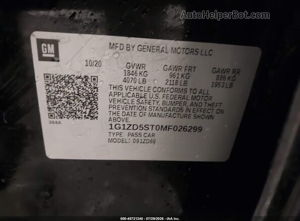 1G1ZD5ST0MF026299 2021 CHEVROLET MALIBU Black Շարժիչի բաժամունքի տեսք