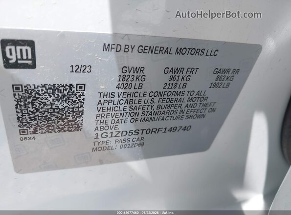 1G1ZD5ST0RF149740 2024 CHEVROLET MALIBU Белый Вид подкапотного пространства