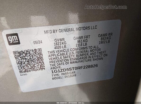 1G1ZD5ST0RF228826 2024 CHEVROLET MALIBU Tan Vista del compartimento del motor