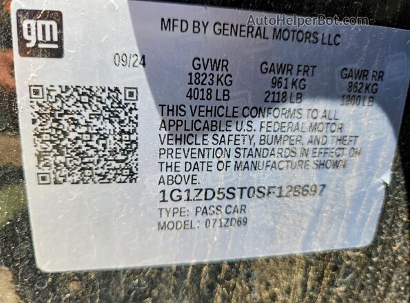 1G1ZD5ST0SF128697 2025 CHEVROLET MALIBU Black Widok komory silnika