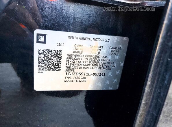 1G1ZD5ST1LF057141 2020 CHEVROLET MALIBU Black Vista del compartimento del motor