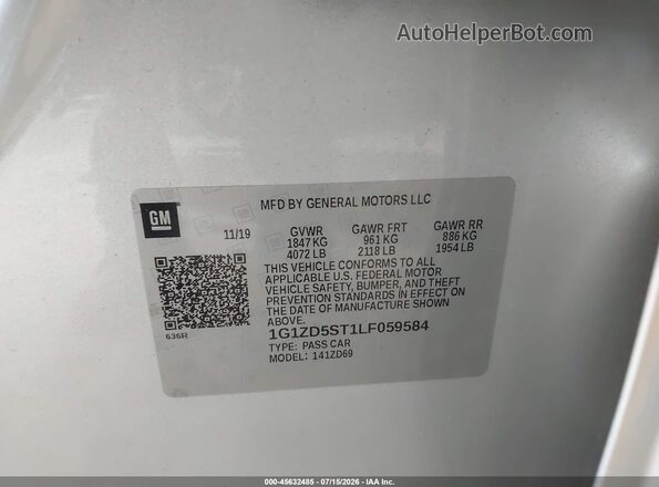 1G1ZD5ST1LF059584 2020 CHEVROLET MALIBU Серебряный Вид подкапотного пространства