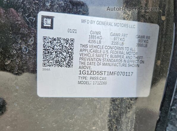 1G1ZD5ST1MF070117 2021 CHEVROLET MALIBU Black Շարժիչի բաժամունքի տեսք
