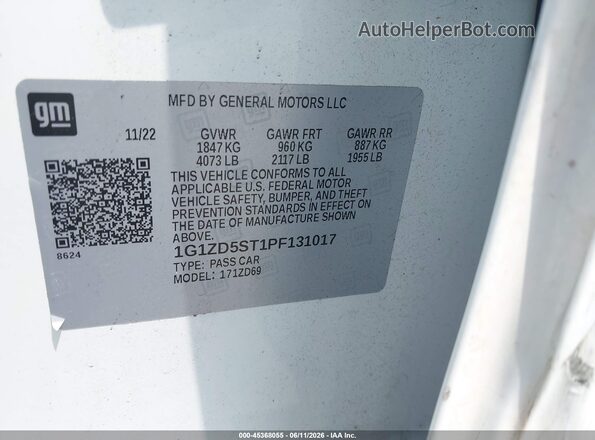 1G1ZD5ST1PF131017 2023 CHEVROLET MALIBU White ძრავის განყოფილების ხედი